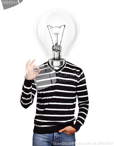 Image of Lamp Head Man In Striped Pullover