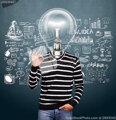 Image of Lamp Head Man In Striped Pullover