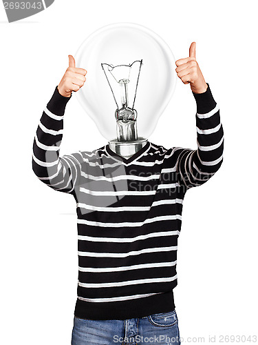 Image of Lamp Head Man In Striped Pullover