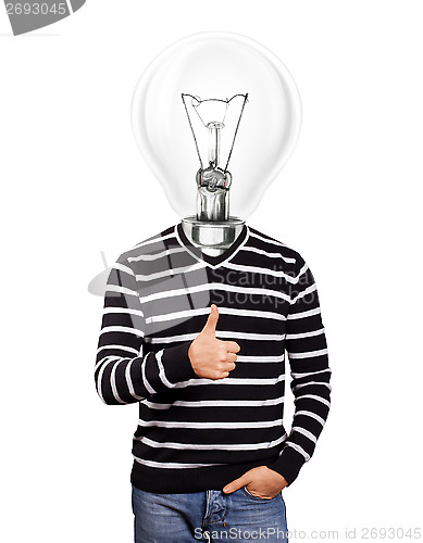 Image of Lamp Head Man In Striped Pullover