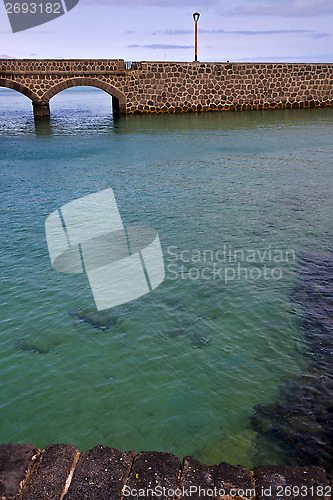 Image of   ocean lanzarote  bridge   street lamp  