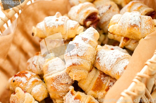 Image of delicious homemade croissants in the basket