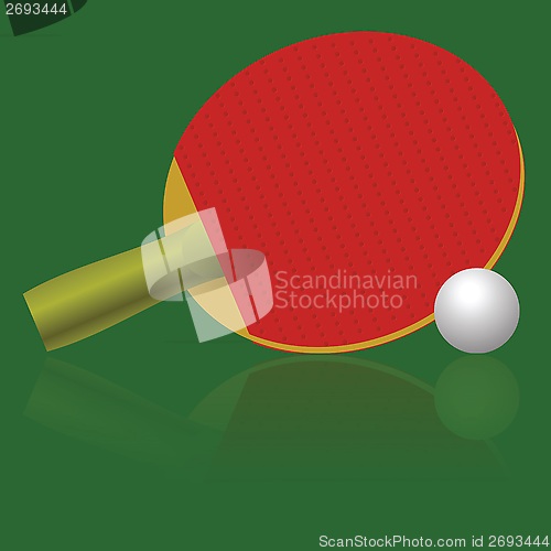 Image of table tennis racket and ball
