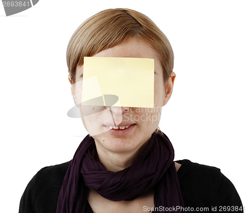 Image of Woman and post it