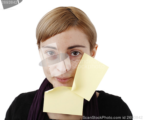 Image of Woman and post it