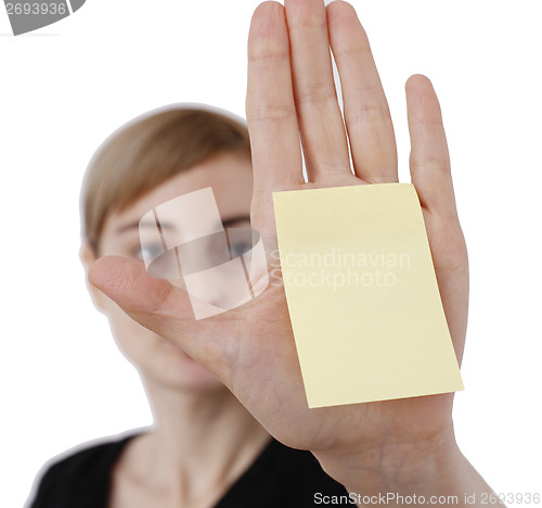 Image of Woman and post it