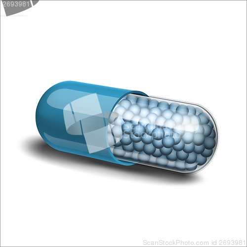 Image of Medical blue capsule with granules