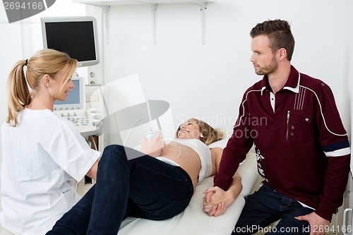 Image of Doctor Performing Ultrasound Scan