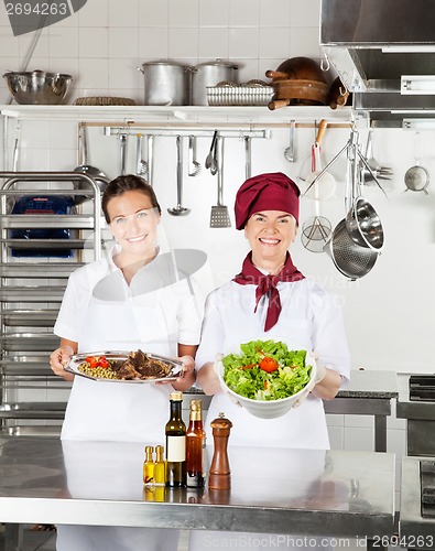 Image of Female Chefs With Dishes At Kitchen Counter