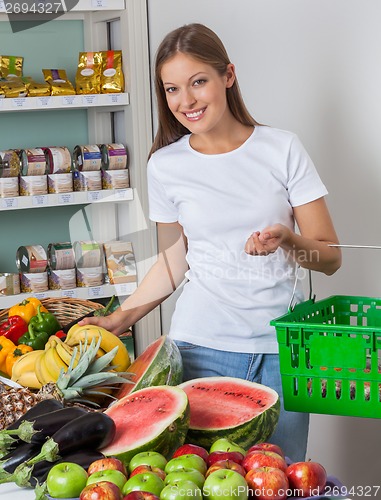 Image of Woman Shopping Fruits And Vegetables In Store