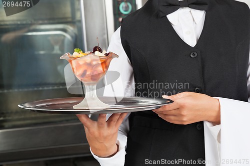 Image of Waitress With Dessert Tray