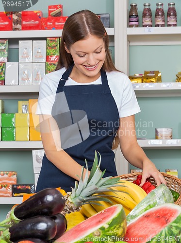 Image of Woman Working At Grocery Store