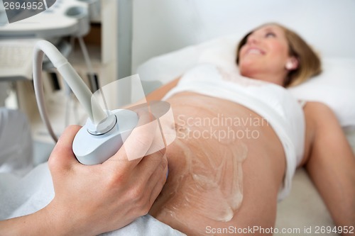 Image of Pregnant Woman Going Through An Ultrasound Scan