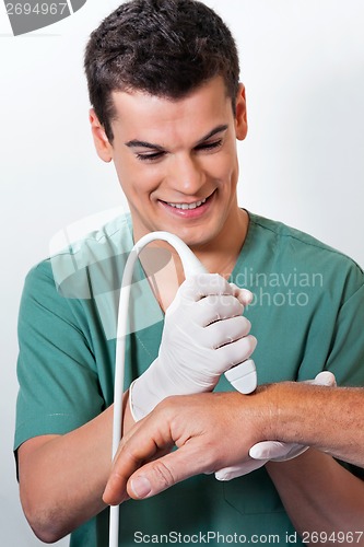 Image of Ultrasound on Senior Male Wrist