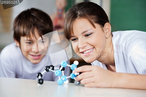 Image of Schoolchildren Examining Molecular Structure