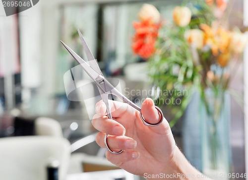 Image of Hairdresser's Hand Holding Scissors