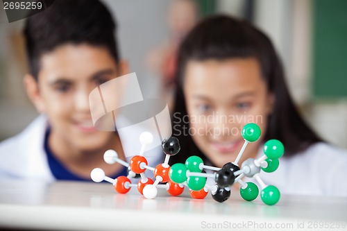 Image of Schoolchildren Looking At Molecular Structure
