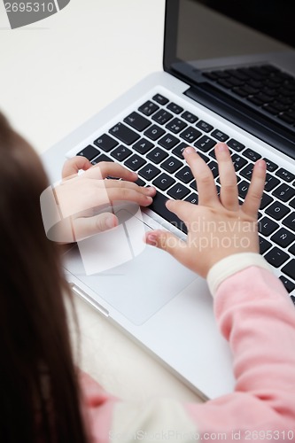 Image of Girl Using Laptop In Classroom