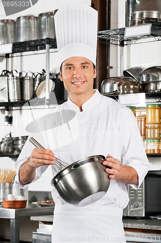 Image of Male Chef With Wire Whisk And Mixing Bowl