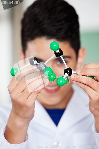 Image of Teenage Schoolboy Analyzing Molecular Structure