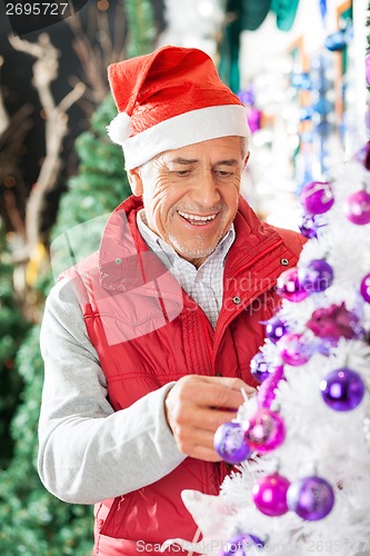 Image of Owner Decorating Christmas Tree At Store