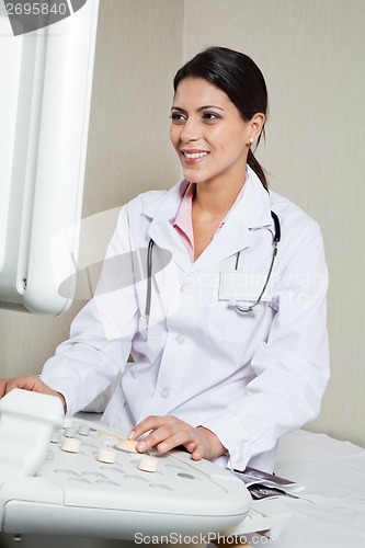 Image of Radiologist Operating Ultrasound Machine