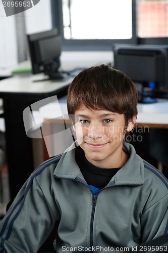 Image of High School Student Smiling In Computer Class