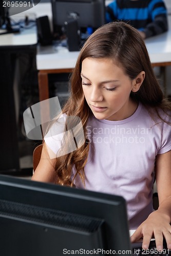 Image of Teenage Schoolgirl Using Desktop Pc