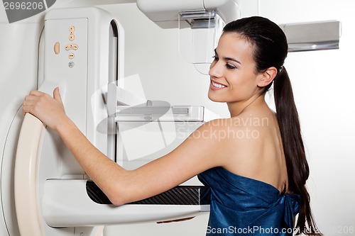 Image of Female Taking Mammogram X-ray Test