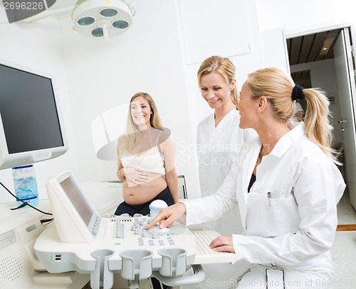 Image of Gynecologists Using Ultrasound Machine In Clinic
