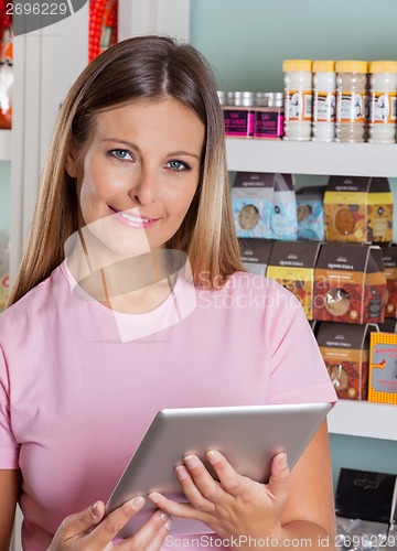 Image of Portrait Of Woman With Digital Tablet