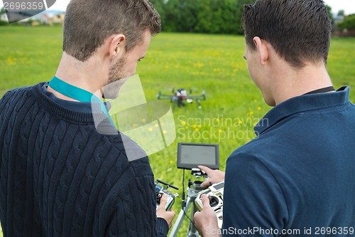 Image of Engineers Operating UAV Helicopter