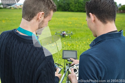 Image of Engineers Operating UAV Helicopter