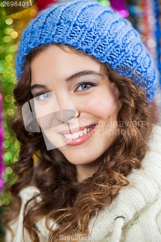 Image of Beautiful Woman At Christmas Store