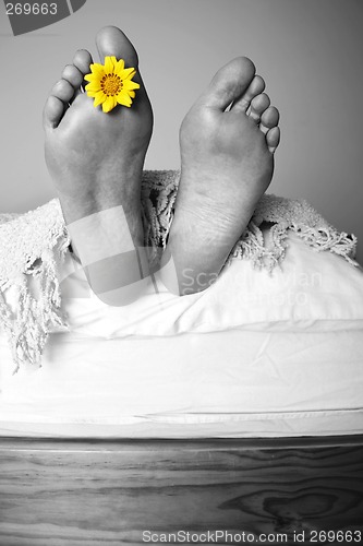 Image of Feet in Bed