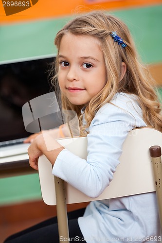 Image of Girl With Laptop In Classroom