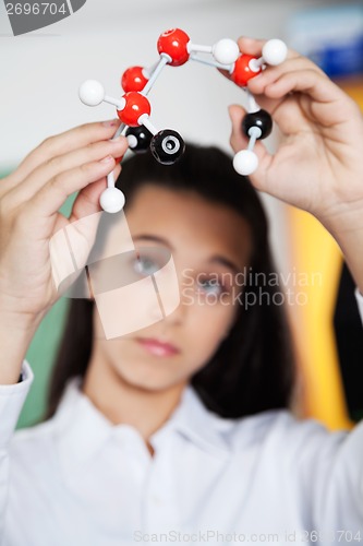 Image of High School Student Looking At Molecular Structure In Lab