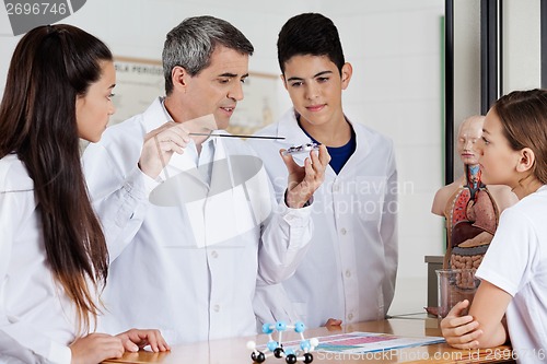 Image of Professor Teaching Experiment To Students In Biology Class