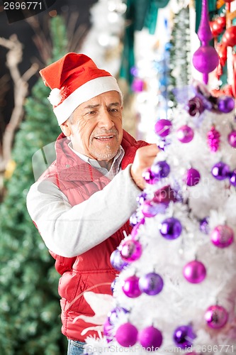 Image of Owner Decorating Christmas Tree With Balls