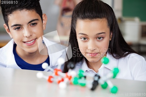 Image of Students Looking At Molecular Structure