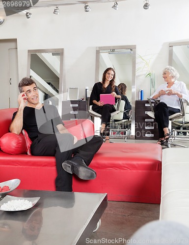 Image of Customers Waiting At Hair Salon