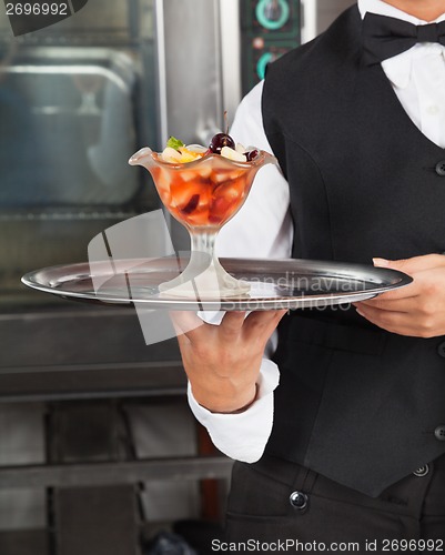 Image of Waitress Holding Dessert Tray