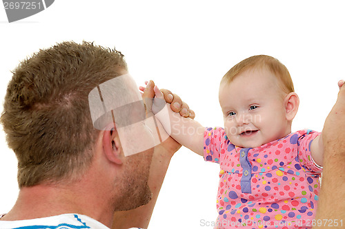 Image of Smiling father and baby