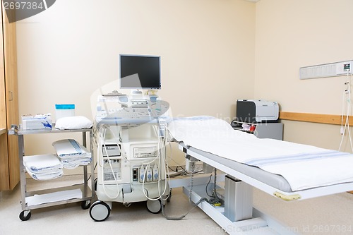 Image of Ultrasound Machine And Bed In Hospital