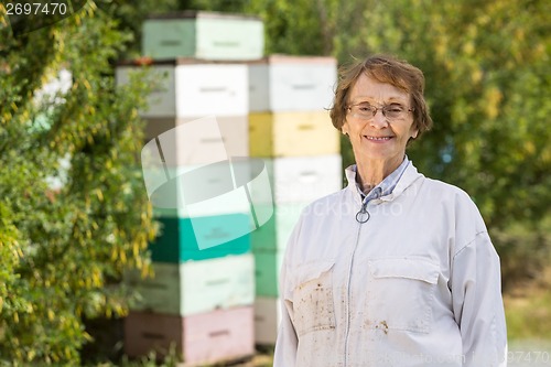 Image of Confident Female Beekeeper At Apiary