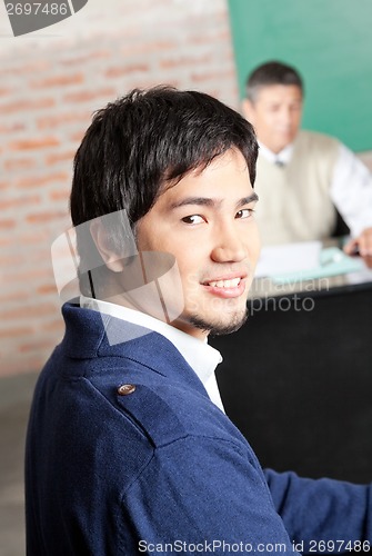 Image of Confident Male Student In Classroom