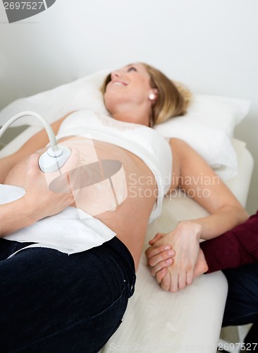 Image of Pregnant Woman Undergoing Ultrasound