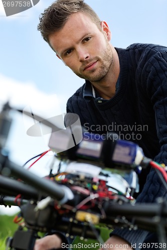 Image of Engineer With UAV Helicopter