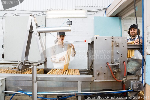 Image of Beekeepers Working At Honey Extraction Plant