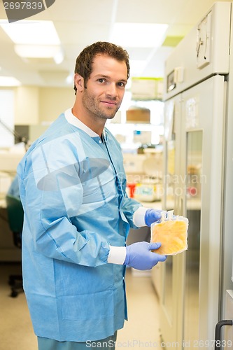 Image of Lab Tech with Frozen Plasma